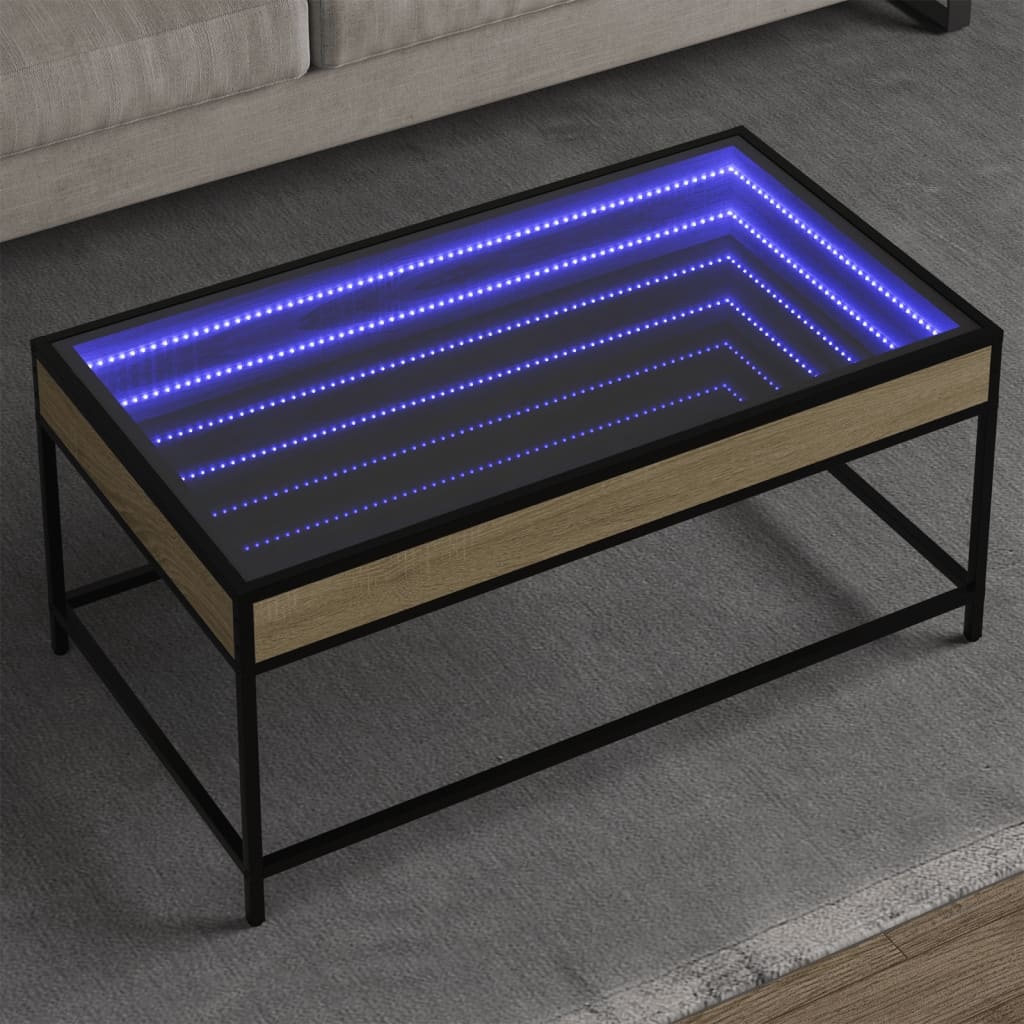 VidaXL Salontafel met Infinity LED 90x50x41 cm sonoma eikenkleurig