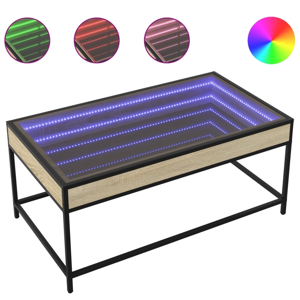 VidaXL Salontafel met Infinity LED 90x50x41 cm sonoma eikenkleurig