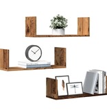 VidaXL Wandschappen 3 st 58x18x18 cm bewerkt hout oud houtkleurig