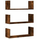 VidaXL Wandschappen 3 st 58x18x18 cm bewerkt hout gerookt eikenkleurig