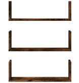 VidaXL Wandschappen 3 st 58x18x18 cm bewerkt hout gerookt eikenkleurig