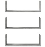 VidaXL Wandschappen 3 st 58x18x18 cm bewerkt hout betongrijs