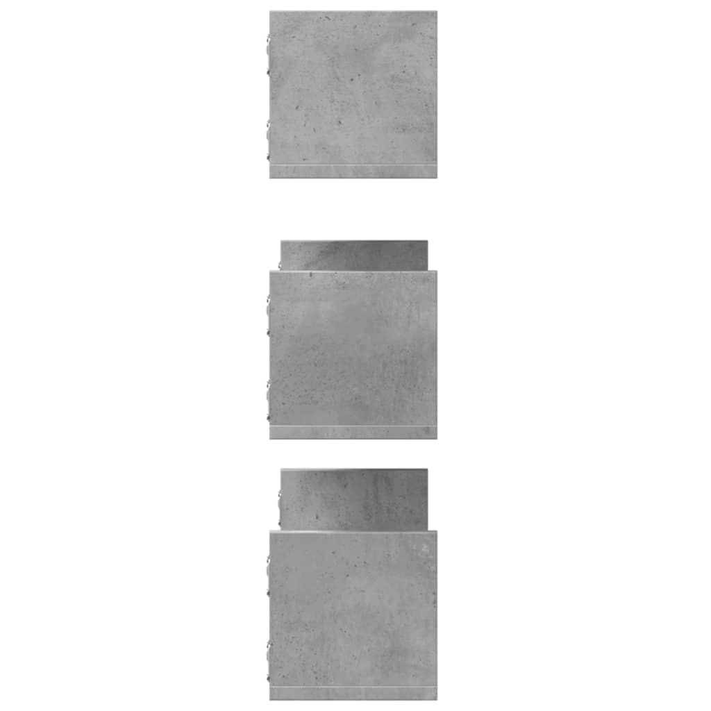 VidaXL Wandschappen 3 st 58x18x18 cm bewerkt hout betongrijs
