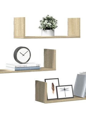 VidaXL Wandschappen 3 st 58x18x18 cm spaanplaat sonoma eikenkleurig