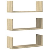 VidaXL Wandschappen 3 st 58x18x18 cm spaanplaat sonoma eikenkleurig