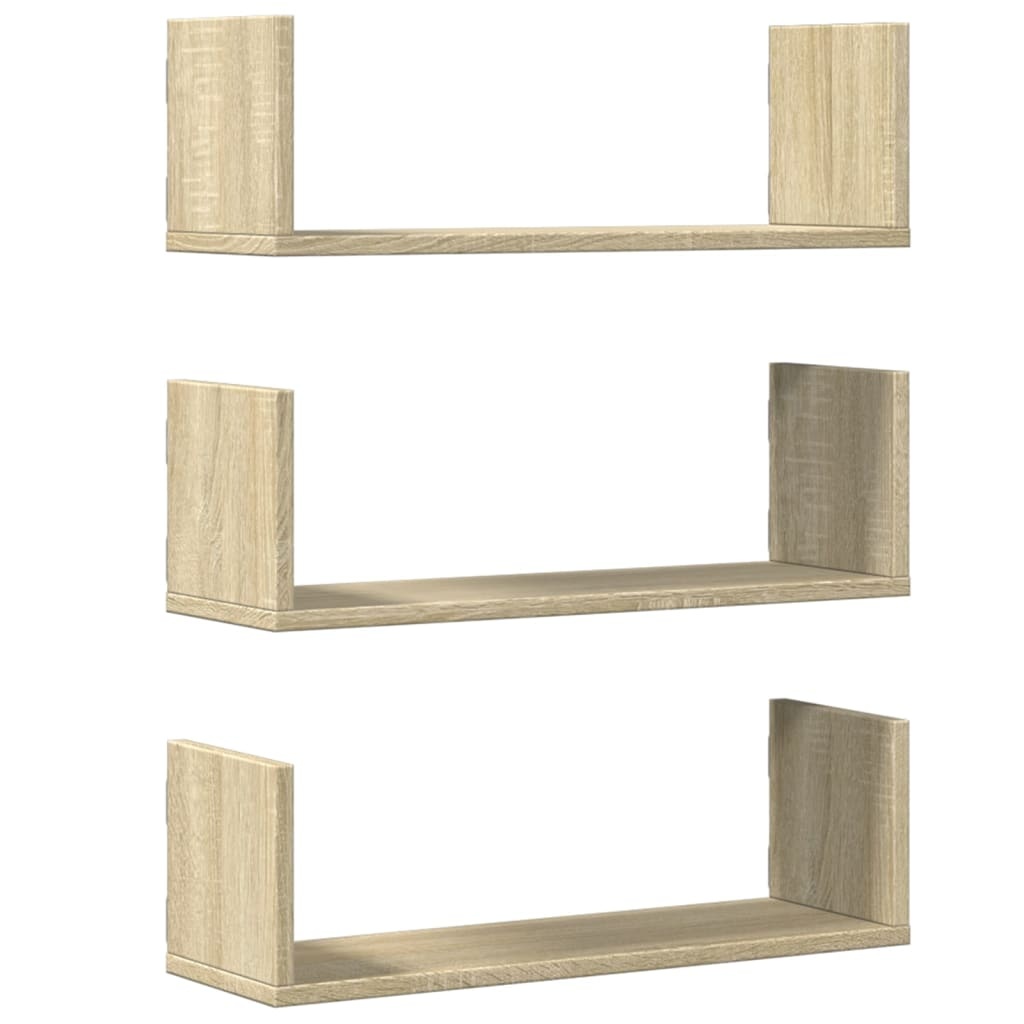VidaXL Wandschappen 3 st 58x18x18 cm spaanplaat sonoma eikenkleurig
