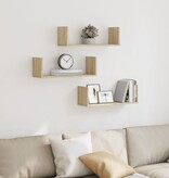VidaXL Wandschappen 3 st 58x18x18 cm spaanplaat sonoma eikenkleurig