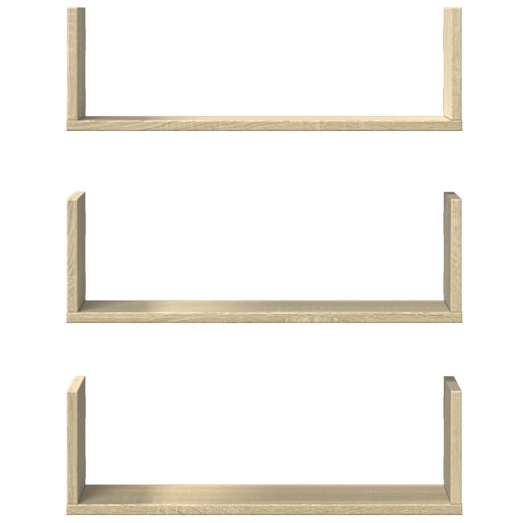 VidaXL Wandschappen 3 st 58x18x18 cm spaanplaat sonoma eikenkleurig