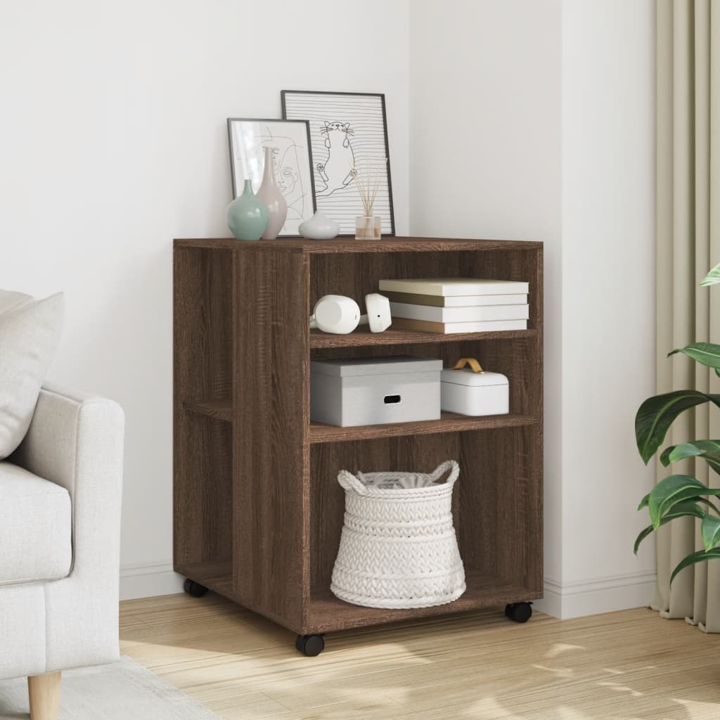 VidaXL Bijzettafel met wieltjes 55x60x78 cm hout bruin eikenkleurig