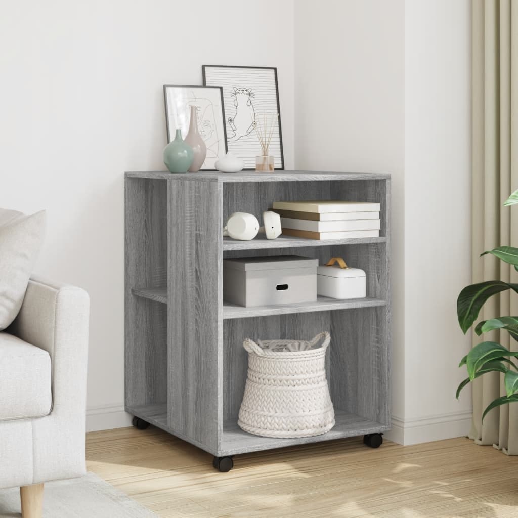 VidaXL Bijzettafel met wieltjes 55x60x78 cm hout grijs sonoma eiken