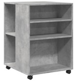 VidaXL Bijzettafel met wieltjes 55x60x78 cm bewerkt hout betongrijs