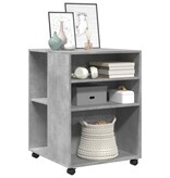 VidaXL Bijzettafel met wieltjes 55x60x78 cm bewerkt hout betongrijs