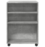 VidaXL Bijzettafel met wieltjes 55x60x78 cm bewerkt hout betongrijs