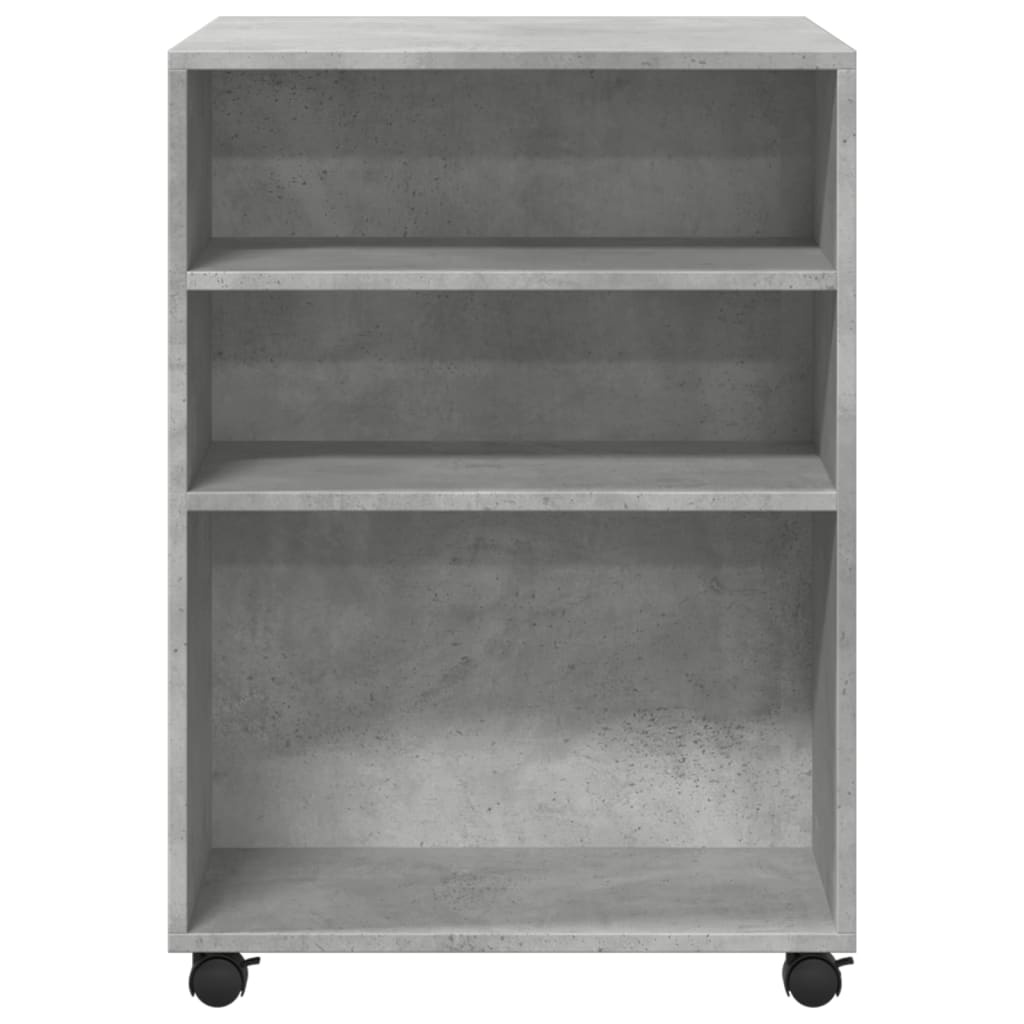 VidaXL Bijzettafel met wieltjes 55x60x78 cm bewerkt hout betongrijs