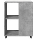 VidaXL Bijzettafel met wieltjes 55x60x78 cm bewerkt hout betongrijs