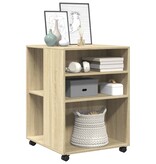 VidaXL Bijzettafel met wieltjes 55x60x78 cm hout sonoma eikenkleurig