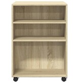 VidaXL Bijzettafel met wieltjes 55x60x78 cm hout sonoma eikenkleurig