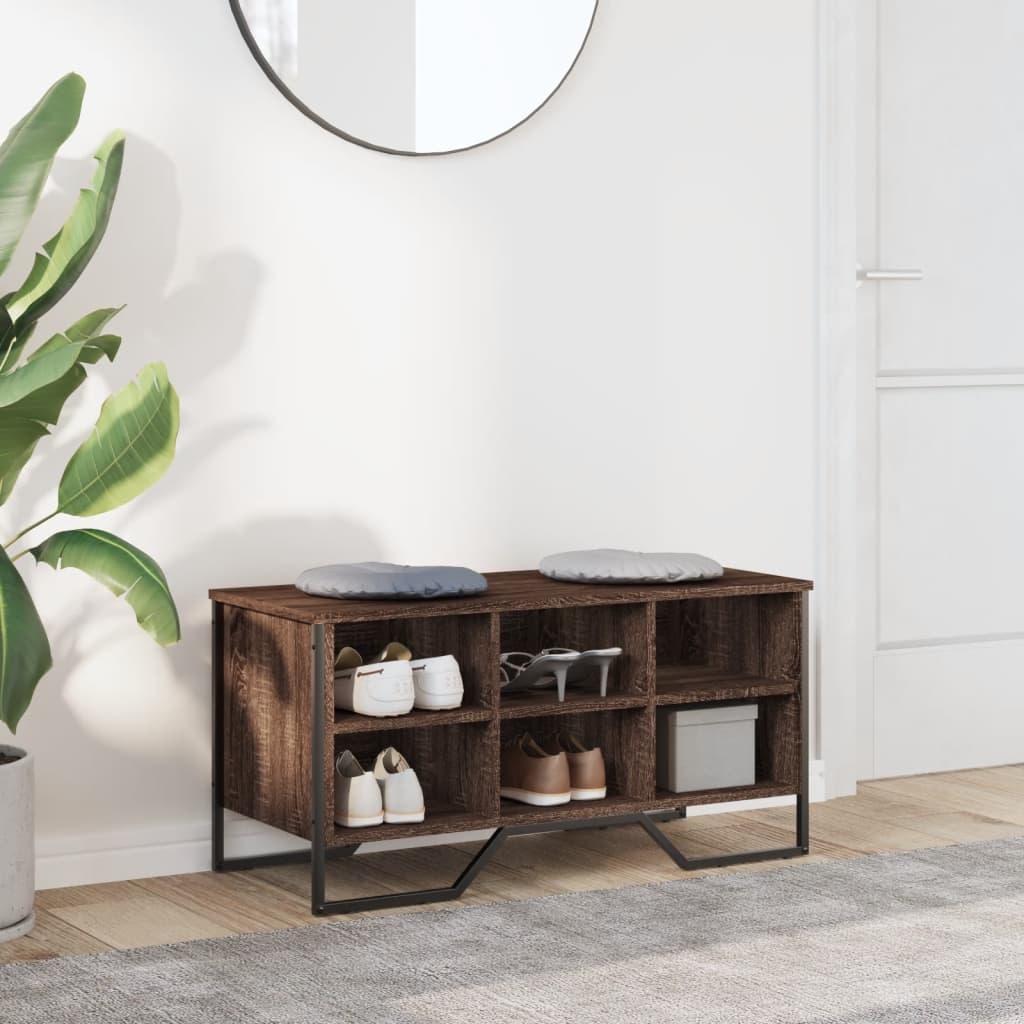 VidaXL Schoenenkast 90x38x45,5 cm bewerkt hout bruin eikenkleurig