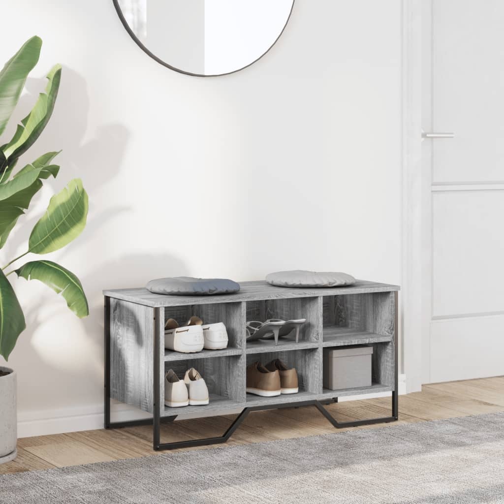VidaXL Schoenenkast 90x38x45,5 cm bewerkt hout grijs sonoma eikenkleur