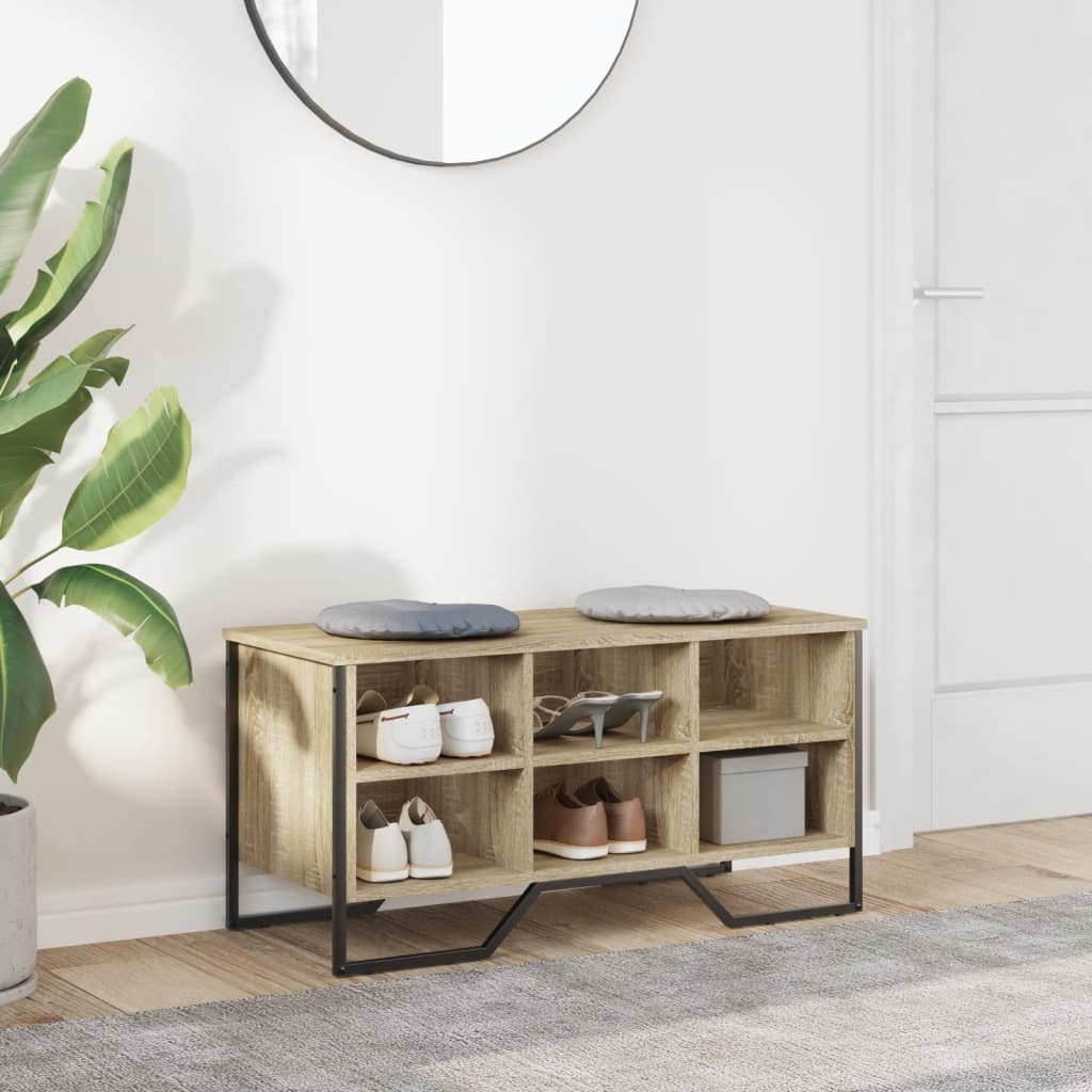 VidaXL Schoenenkast 90x38x45,5 cm bewerkt hout sonoma eikenkleurig