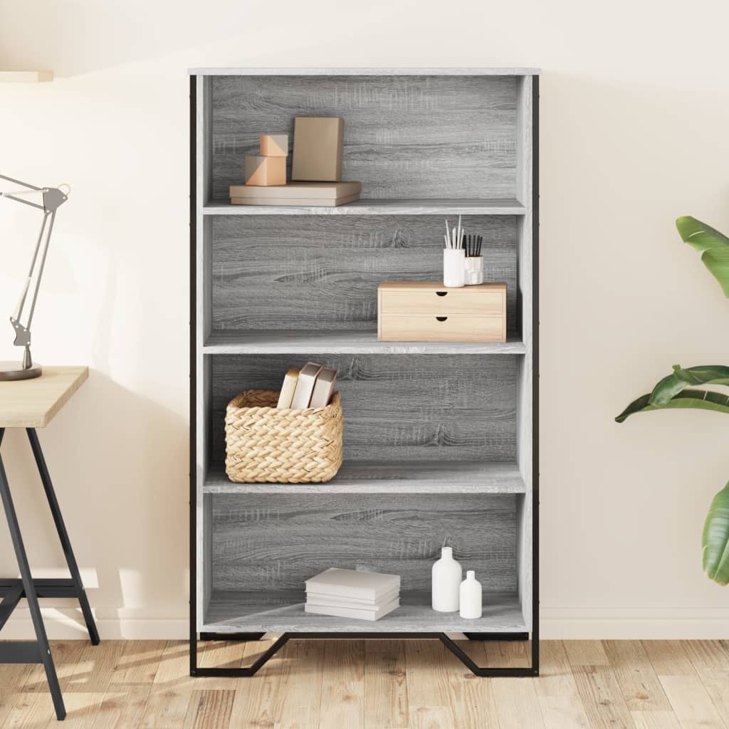 VidaXL Boekenkast 80x31x137,5cm bewerkt hout grijs sonoma eikenkleurig