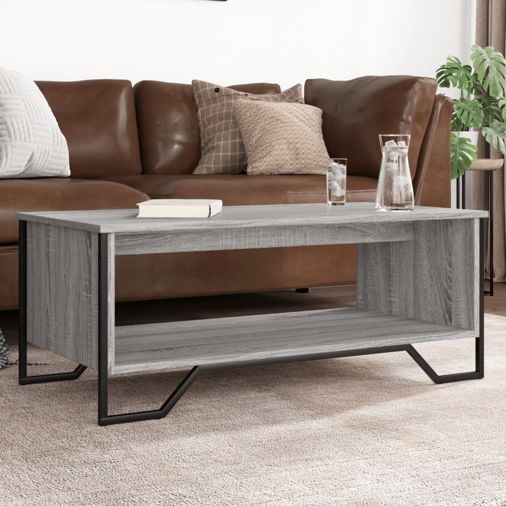 VidaXL Salontafel 100x51x40 cm bewerkt hout grijs sonoma