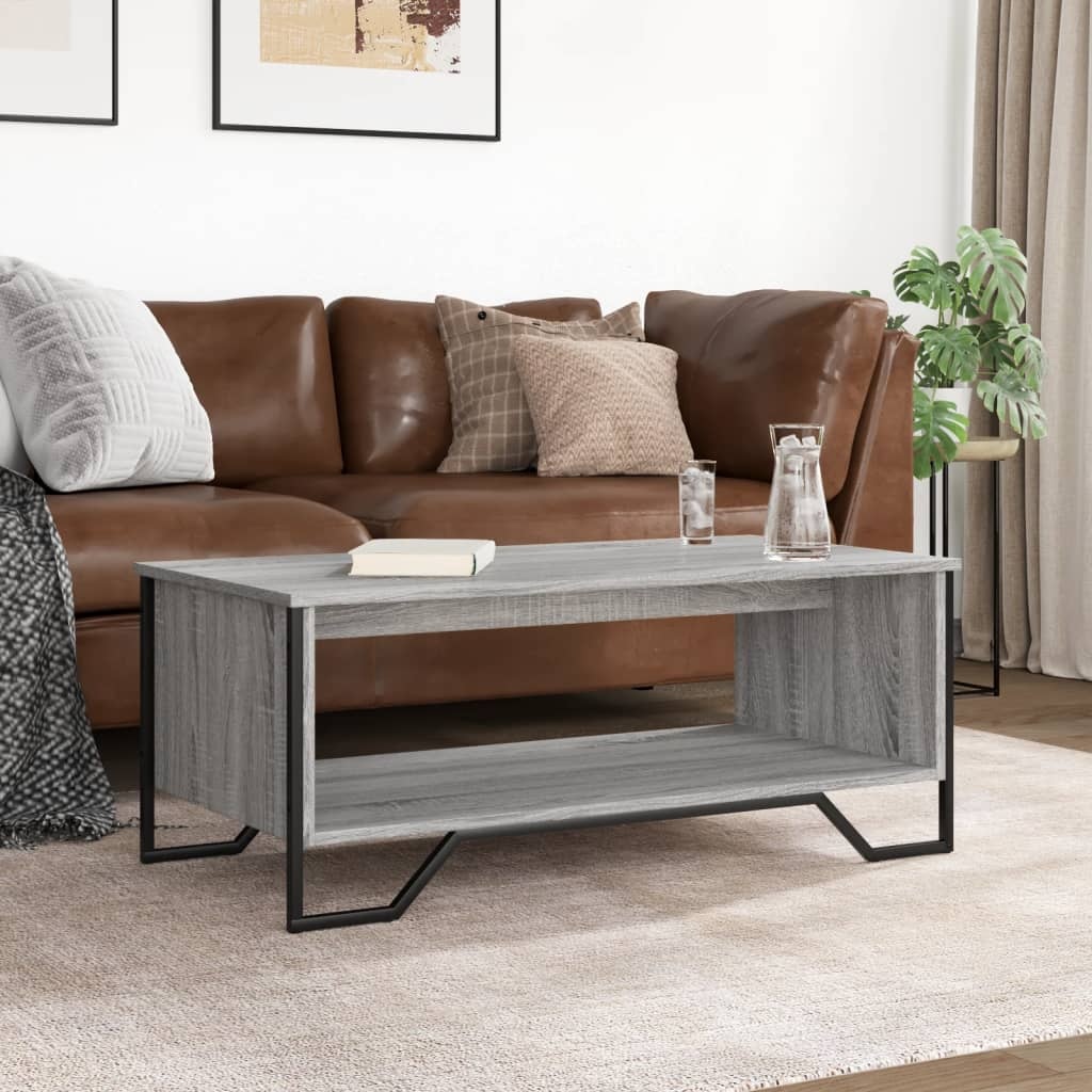 VidaXL Salontafel 100x51x40 cm bewerkt hout grijs sonoma