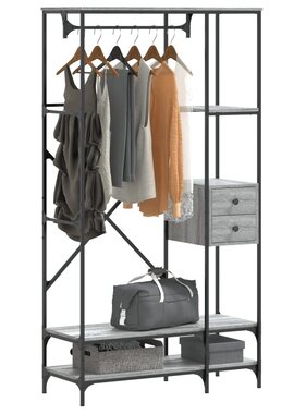 VidaXL Kledingrek met schappen bewerkt hout grijs sonoma eikenkleurig