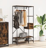 VidaXL Kledingrek met schappen bewerkt hout gerookt eikenkleurig