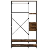 VidaXL Kledingrek met schappen bewerkt hout gerookt eikenkleurig