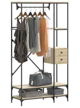 VidaXL Kledingrek met schappen bewerkt hout sonoma eikenkleurig