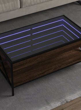 VidaXL Salontafel met Infinity LED 90x50x38 cm bruin eikenkleurig