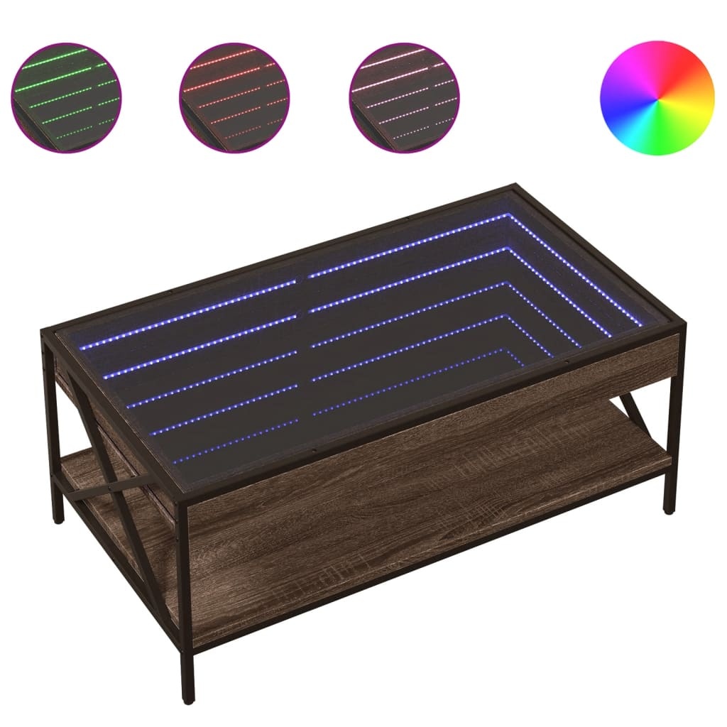 VidaXL Salontafel met Infinity LED 90x50x38 cm bruin eikenkleurig