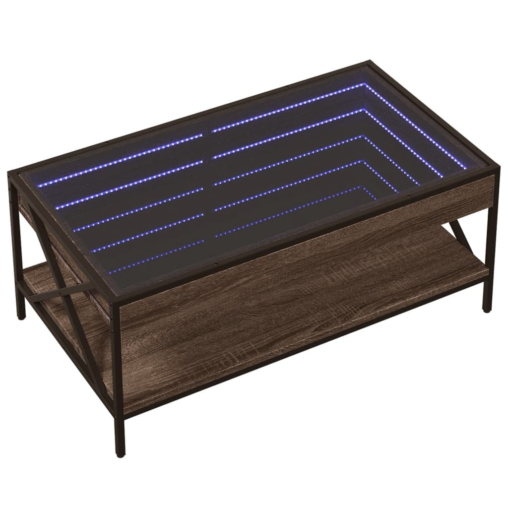 VidaXL Salontafel met Infinity LED 90x50x38 cm bruin eikenkleurig