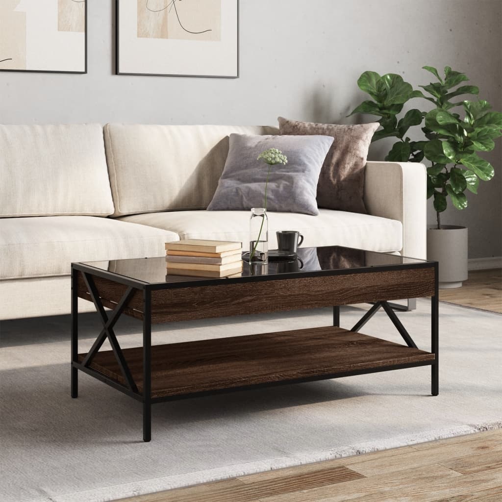VidaXL Salontafel met Infinity LED 90x50x38 cm bruin eikenkleurig
