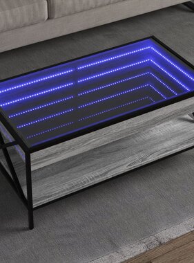 VidaXL Salontafel met Infinity LED 90x50x38 cm grijs sonoma eikenkleur