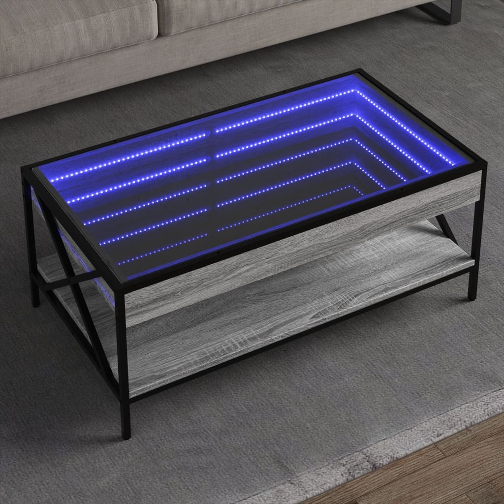 VidaXL Salontafel met Infinity LED 90x50x38 cm grijs sonoma eikenkleur