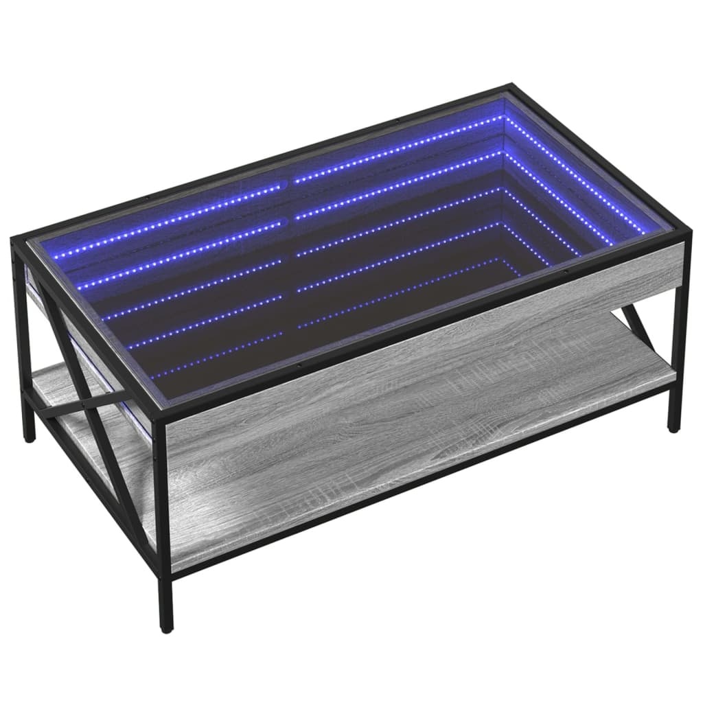 VidaXL Salontafel met Infinity LED 90x50x38 cm grijs sonoma eikenkleur