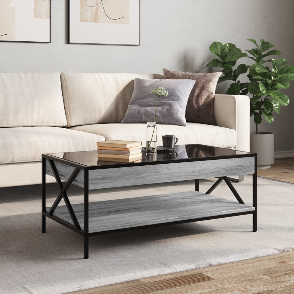 VidaXL Salontafel met Infinity LED 90x50x38 cm grijs sonoma eikenkleur