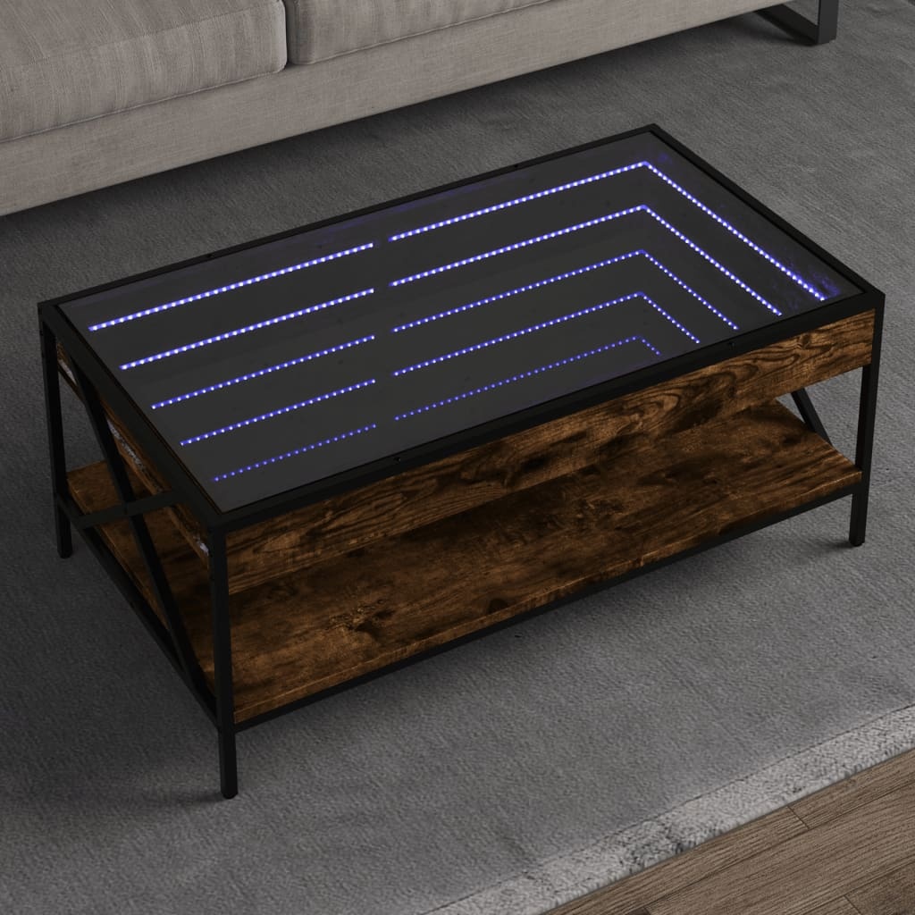 VidaXL Salontafel met Infinity LED 90x50x38 cm gerookt eikenkleurig