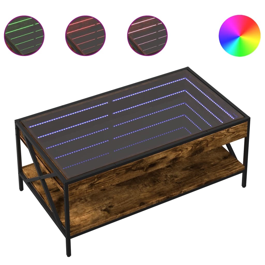 VidaXL Salontafel met Infinity LED 90x50x38 cm gerookt eikenkleurig