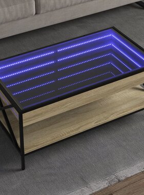 VidaXL Salontafel met Infinity LED 90x50x38 cm sonoma eikenkleurig