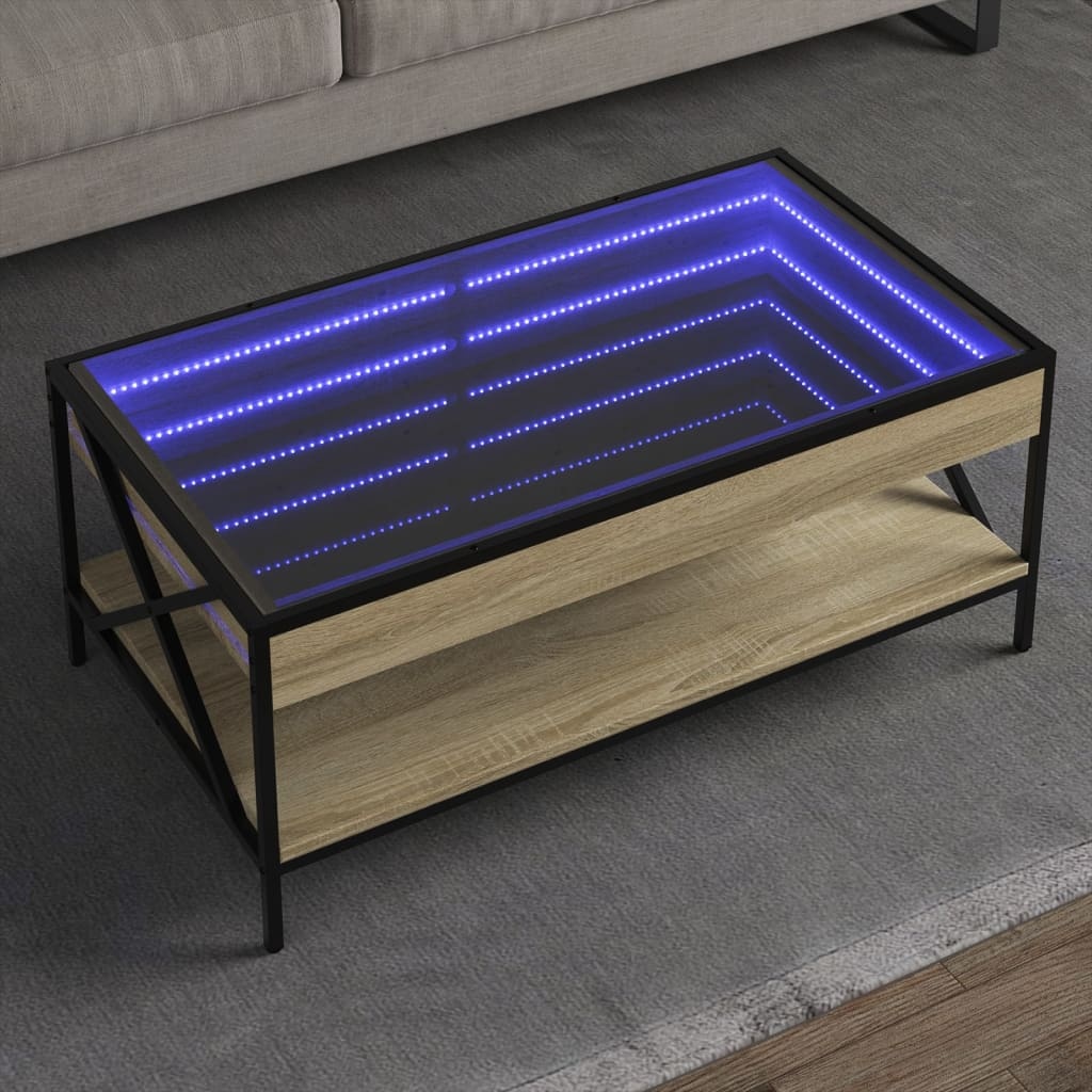 VidaXL Salontafel met Infinity LED 90x50x38 cm sonoma eikenkleurig
