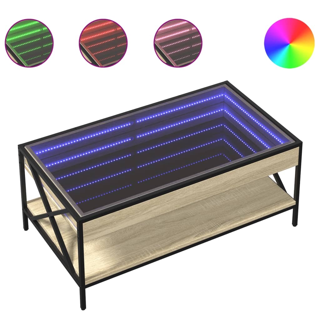 VidaXL Salontafel met Infinity LED 90x50x38 cm sonoma eikenkleurig
