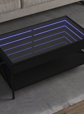 VidaXL Salontafel met Infinity LED 90x50x38 cm zwart