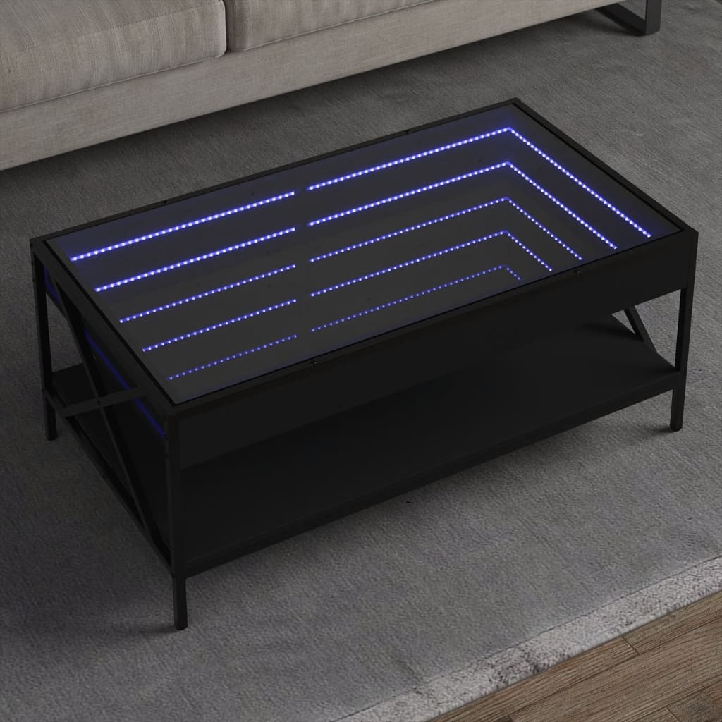 VidaXL Salontafel met Infinity LED 90x50x38 cm zwart