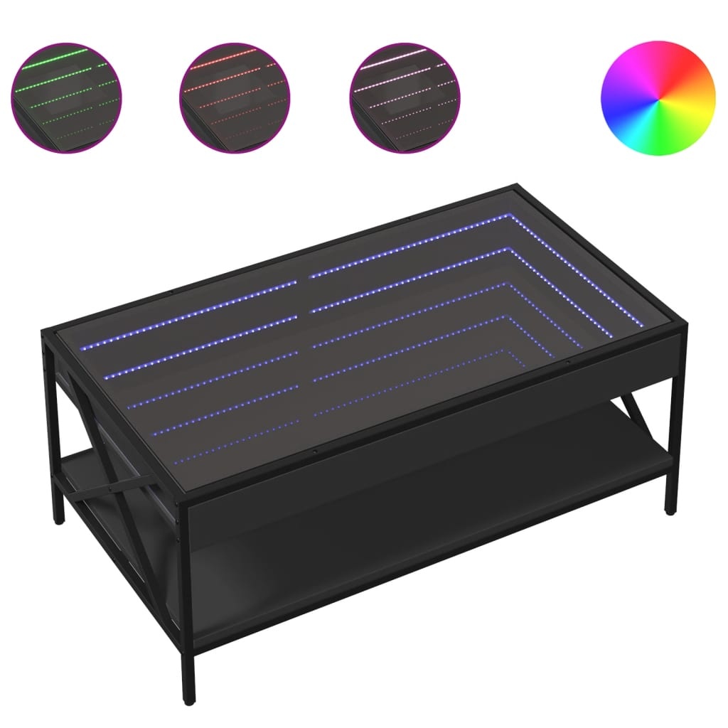 VidaXL Salontafel met Infinity LED 90x50x38 cm zwart