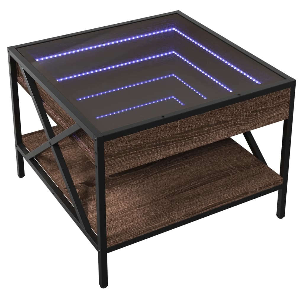 VidaXL Salontafel met Infinity LED 50x50x38 cm bruin eikenkleurig