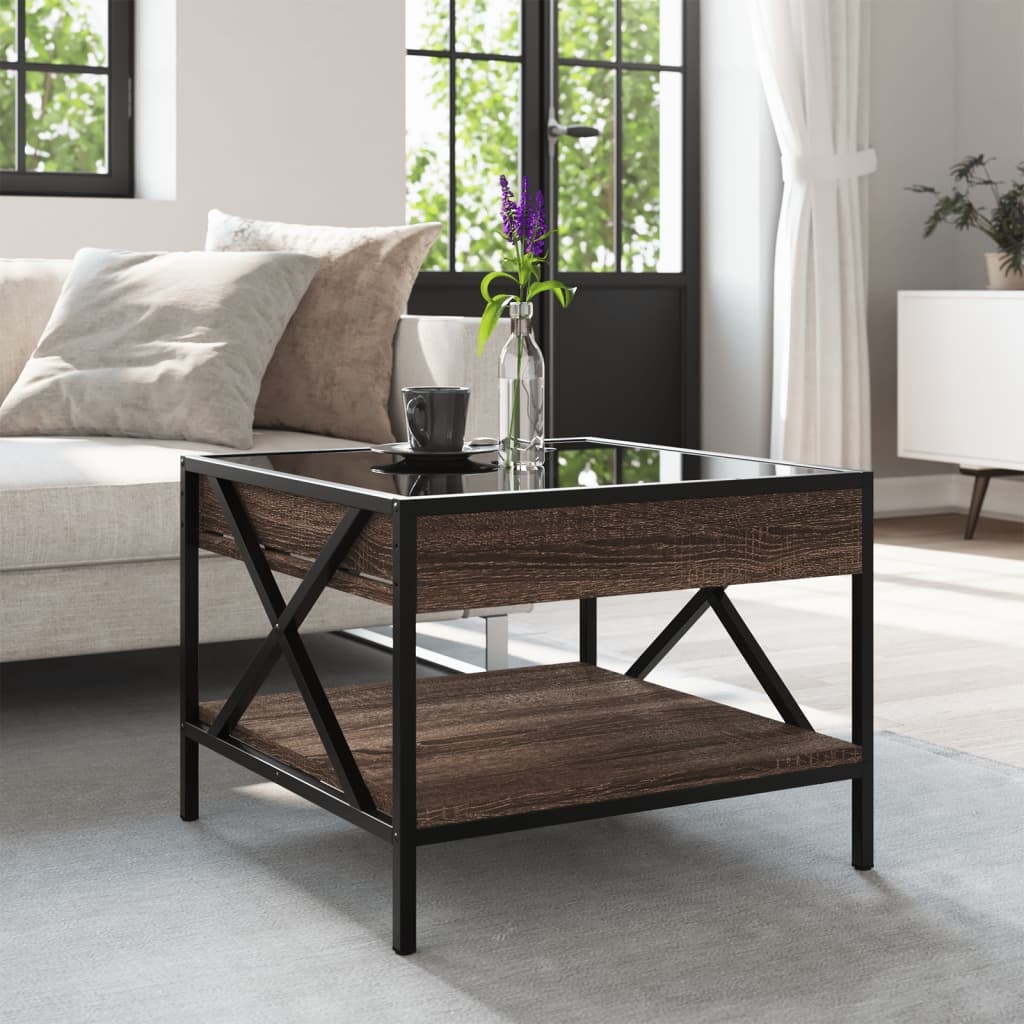 VidaXL Salontafel met Infinity LED 50x50x38 cm bruin eikenkleurig