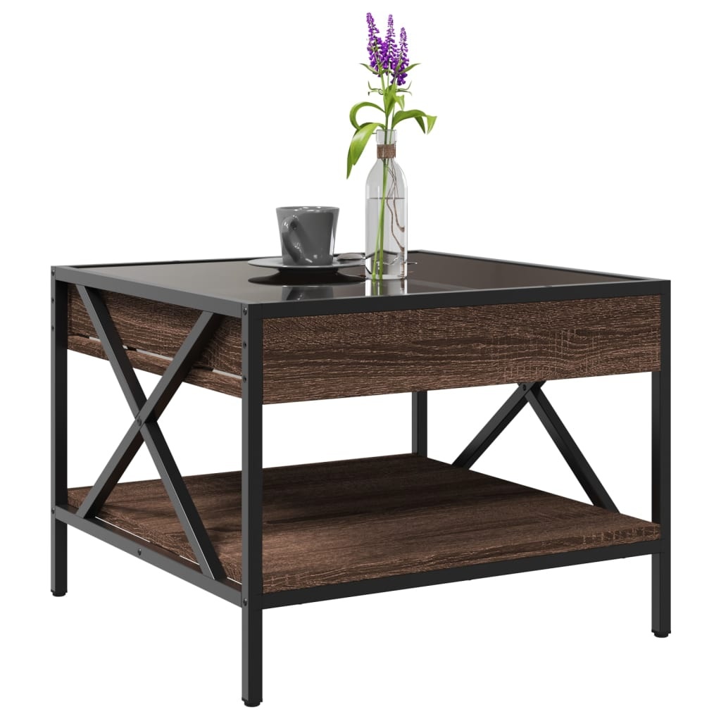 VidaXL Salontafel met Infinity LED 50x50x38 cm bruin eikenkleurig